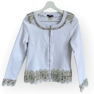 Embellished White Jean Jacket
